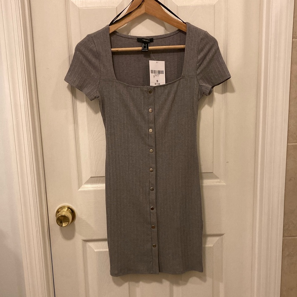 Forever 21 Gray Button-Down Dress